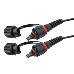 IP68 ODVA 兼容 MPO UPC 公头到 IP68 ODVA 兼容 MPO UPC 公头，12 芯光纤，OM3 5mm LSZH 户外级，30m 光缆组件的图片