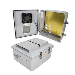 14x12x06 Polycarb Weatherproof NEMA 3R Encl, 120VAC Mnt Plate Solid State Therm Heat & Fan Dark Gray的图片