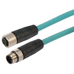 超5类M12 4针D编码SF/UTP工业级线缆，M12公头/M12母头，0.5米的图片