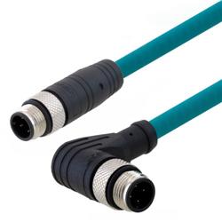 Category 5e M12 4 Position D code Double Shielded  Industrial Cable, Right Angle M12 M / M12 M, 3.0m的图片