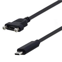USB Type C Male to USB Type C female panel mount length 1M的图片