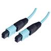 MPO w/o pins to MPO w/o pins, 6 Fiber Ribbon, OM3 10G 50/125 Multimode, OFNR Jacket, Aqua, 5.0m的图片